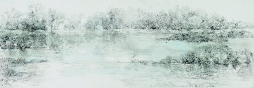 Wassermusik, 2017, Zeichnung und Tusche, 73 x 25 cm