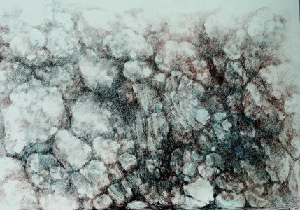 6 Blaustein, 2016, Zeichnung und Tusche, 73 x 50 cm